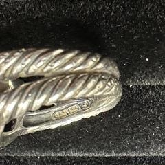 David Yurman Sterling & 18k 14mm Smoky Quartz & Diamond Albion Ring